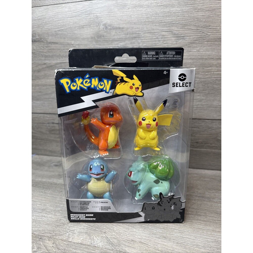 Pokemon Select Battle Action Figure - 4pk Iridescent Pikachu Charmander Squirtle